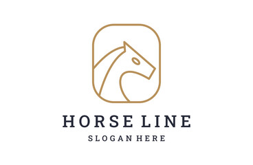 Vector linear horse icon and logo design element 