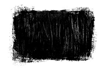 Black abstract brush strokes. Ink stain isolated on white background. Grainy textured design elements. Vector illustration, eps 10.