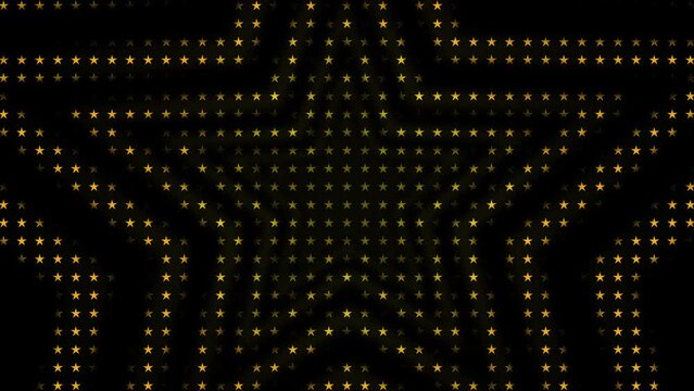 Golden stars motion graphics abstract elegant background with halftone pattern texture. Seamless looping animation