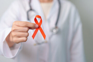 Orange Ribbon for Leukemia, Kidney cancer day, world Multiple Sclerosis, CRPS, Self Injury...