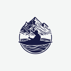 Canoe Paddle Adventure Logo.Canoe Oar Adventure Symbol.Kayak Sport Logo 