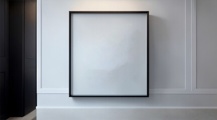 Square canvas framed on wall by generative ai