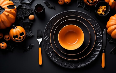 From a top-down perspective, there's a Halloween-themed background with a prominently displayed pumpkin, allowing for text insertion.
