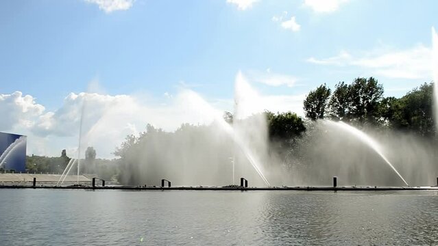 Big singing fountain Roshen on summer day