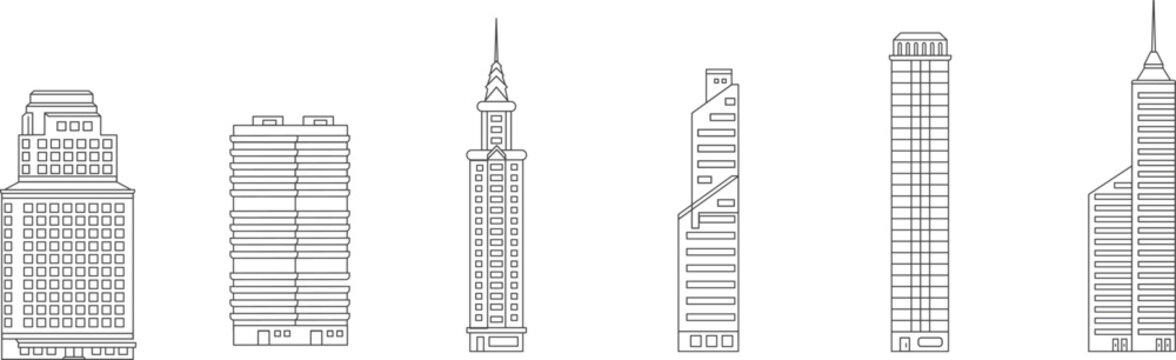 Set Of Sky Scrappers Vector, Set Of High Buildings Vector, Set Of Useful Buildings Vector Icons