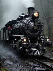 Naklejka premium steam train in the forest