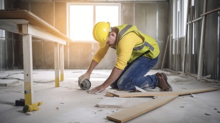 hard working man at work on the job site.