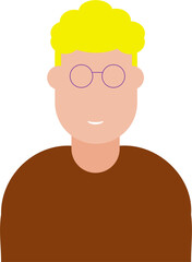 avatar blonde man with glasses brown top