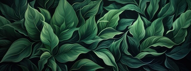 Fototapeta na wymiar Abstract organic dark green waving leaves texture background.