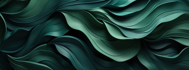 Obraz premium Abstract organic dark green waving leaves texture background.