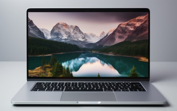 frameless expensive laptop mackup with white screen