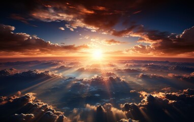 Fototapeta premium Inspiring view of sunrise as seen from Earth's orbit in space.