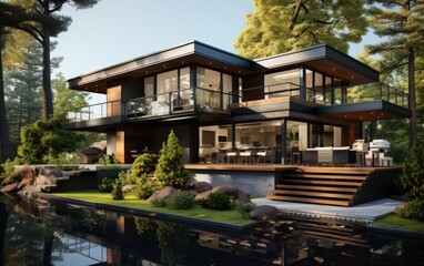 modern house with garden.