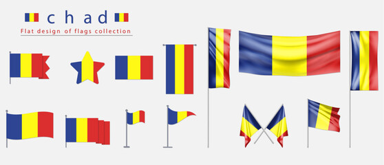 Chad flag set, flat design of flags collection