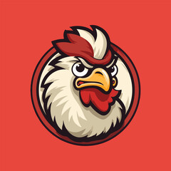 Colorful red chicken rooster mascot vector illustration