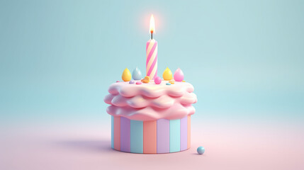 Whimsical 3D Pastel Birthday Cake: A Tiny Delight