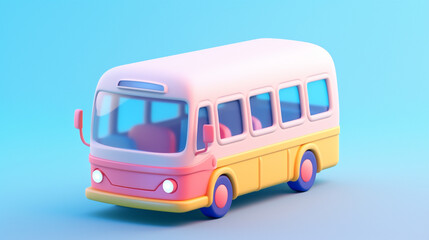 Whimsical Tiny 3D Pastel Bus: Adorable Miniature Transportation Delight