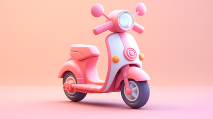 Obraz na płótnie Canvas Miniature Adorabike: Tiny Cute 3D Motorcycle Delight