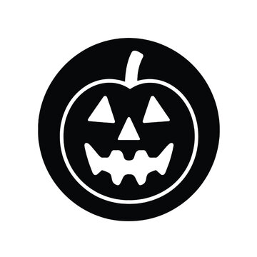 Silhouette Halloween pumpkin icon, flat design, isolated on white background