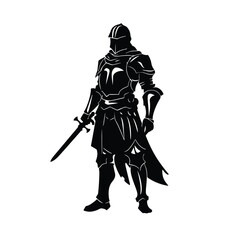 Medieval armed knight in armor, Historical ancient military characters,  vector illustration isolated