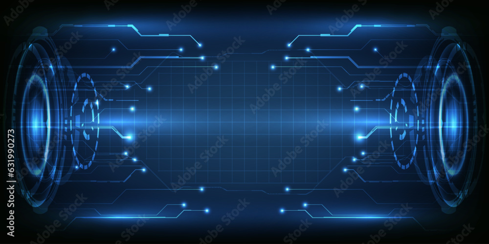 Poster vector illustration of futuristic digital empty horizontal space for showcase layout and background 