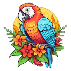 Parrot In A Flower Clipart Illustration