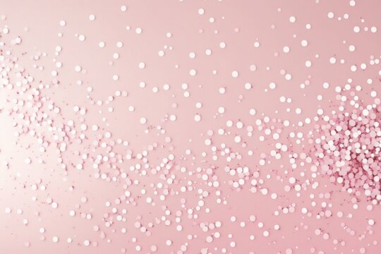 Feminine glamorous pastel color pink background with white shiny confetti, Generative AI
