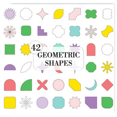 Collection of geometric shape icons for element decor elements