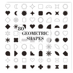 Collection of abstract geometric shape icon sets for decor elements