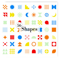 Collection of abstract geometric shape icon sets for decorating elements. 