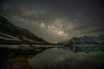 night view of gonbo rongjon mountain in zanskar valley in Ladakh region
