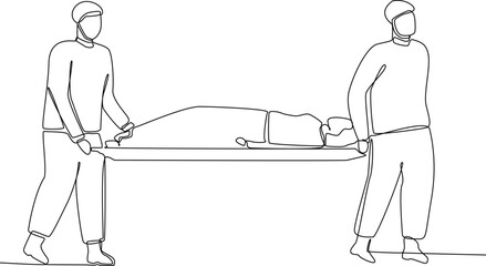 One continuous line drawing of Emergency rescue concept. Doodle vector illustration in simple linear style. 