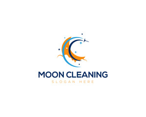 Moon icon Cleaning Logo