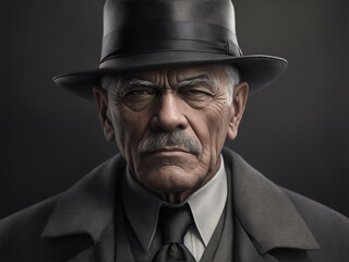 Realistic photo of gangster senior man 1920 year by Generative AI