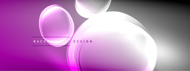 Vector abstract background - liquid transparent bubble shapes on fluid gradient with shadows and light effects