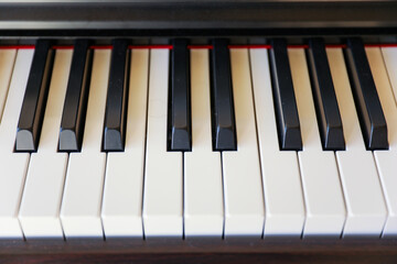piano keyboard, a harmonious blend of black and white keys, symbolizing the balance between light and darkness in the pursuit of melodic perfection