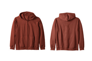 Unisex Rust Zip Hoodie Front and Back