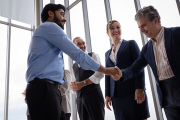 Group of multiethnic businessmen Get together for a brainstorming meeting to move the business forward.