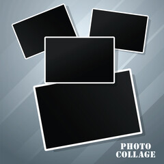 Modern Photo frames design. Set of square photo collage with editable background illustration.