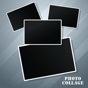 Modern Photo frames design. Set of square photo collage with editable background illustration.