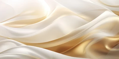 Tuinposter Abstract white and Brown textile transparent fabric. Soft light background for beauty products or other. © Cat back G