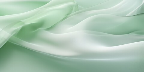 Fototapeta na wymiar Abstract white and Green textile transparent fabric. Soft light background for beauty products or other.