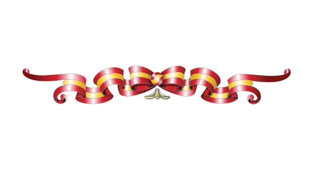 Spanish flag ribbon illustrated with the argentine style drawing of Fileteado Porteño technic