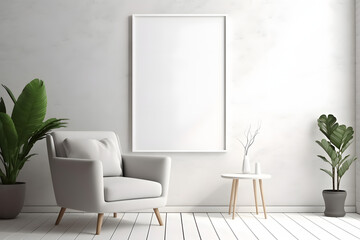 Clean and Inviting Living Space Frame Mockup, generative ai