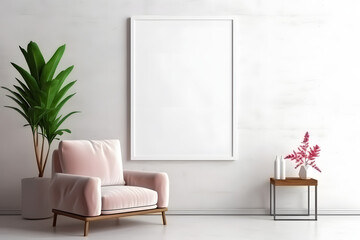 Minimalistic Interior with Serene Frame Mockup, generative ai