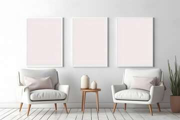 Soft and Stylish Art Exhibition Frame Mockup, generative ai