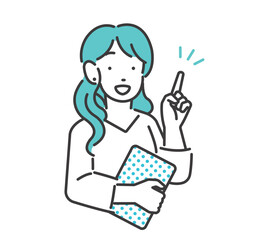 指さしをする若い女性のビジネスパーソンのベクターイラスト素材