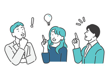ひらめいた若いビジネスパーソンのベクターイラスト素材