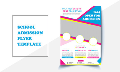 Admission  Flyer vector template, educational Flyer with Photo space.	