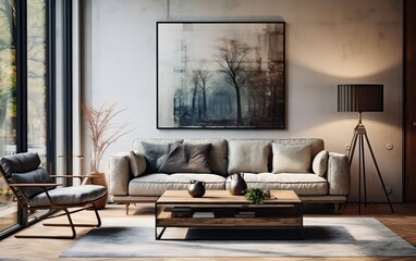 Modern living room design. AI